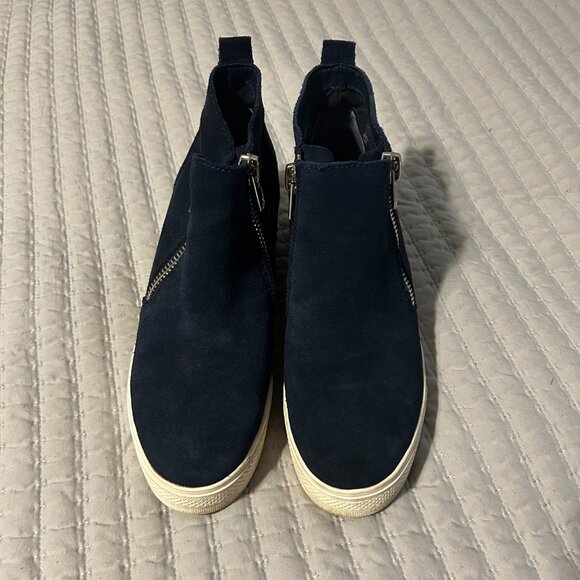 Steve Madden Women’s Wedgie Sneakers Navy Blue Suede 8.5 Casual Comfortable - Picture 3 of 13